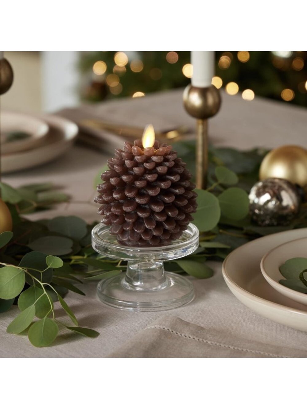 Flameless Pinecone Candles - Real Wax, Unscented, Battery Operated with Timer
